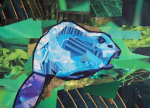 Blue Beaver by collage artist Megan Coyle