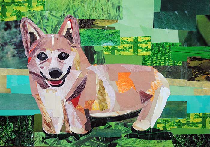 Happy as a Corgi by collage artist Megan Coyle