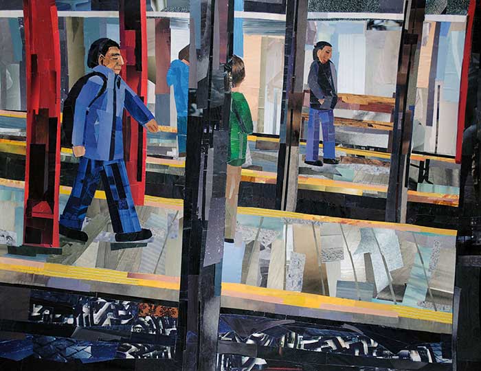 Hide and Seek on the Subway by collage artist Megan Coyle