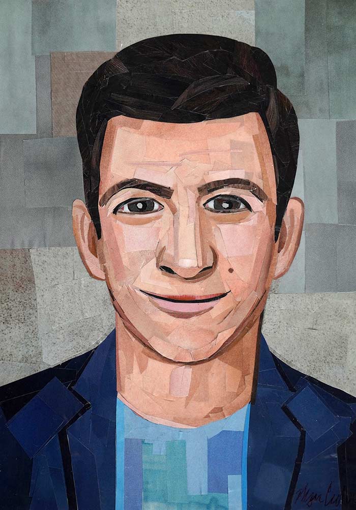 Schmidt (Max Greenfield) portrait collage by Megan Coyle