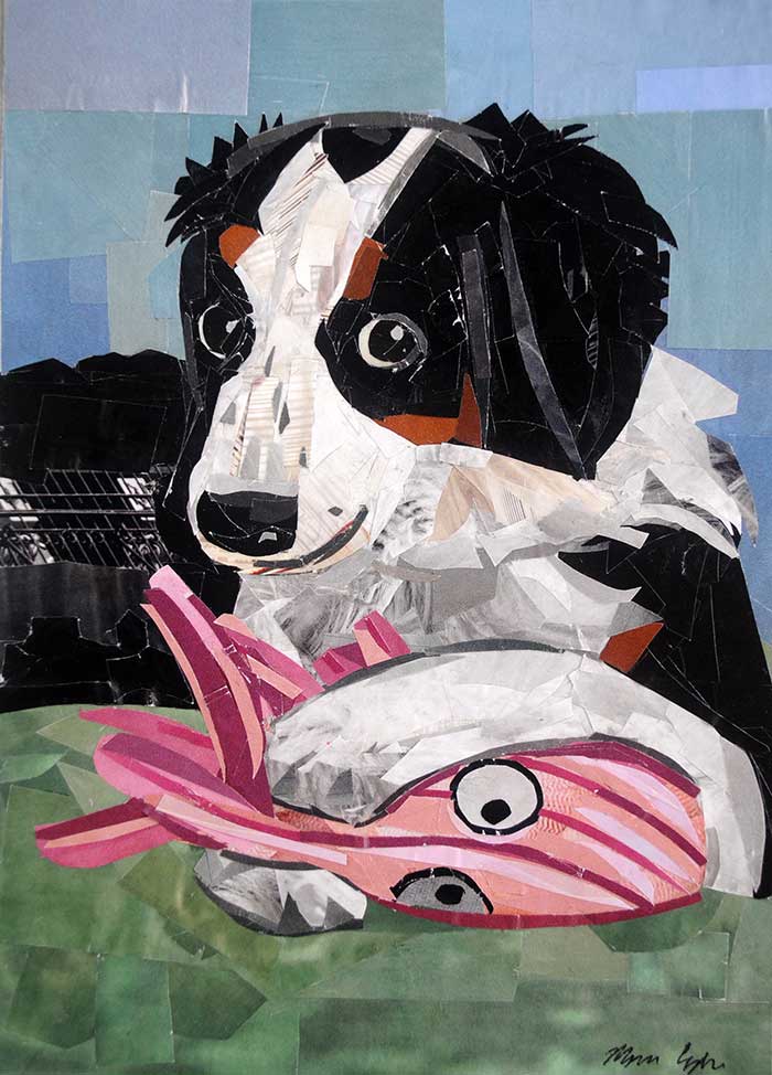 The Playful Bernedoodle by collage artist Megan Coyle