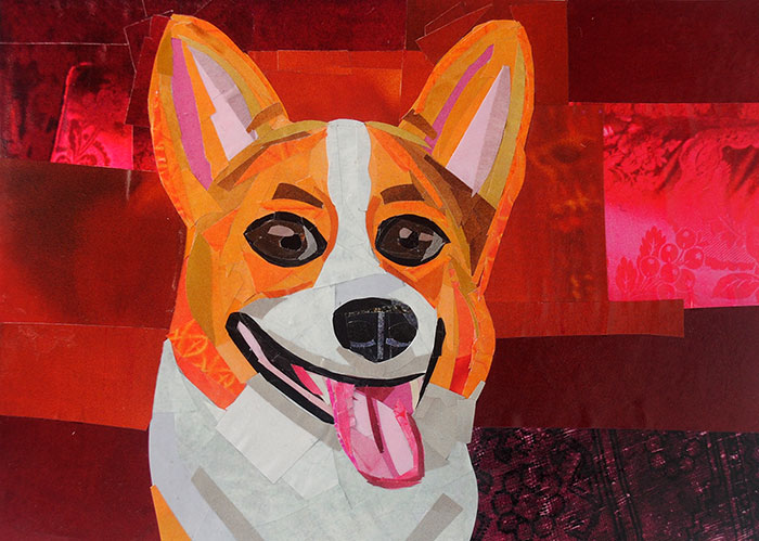 The Smiling Corgi by collage artist Megan Coyle