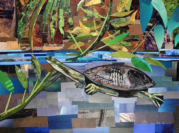 Turtle that thinks she's a Giraffe by collage artist Megan Coyle